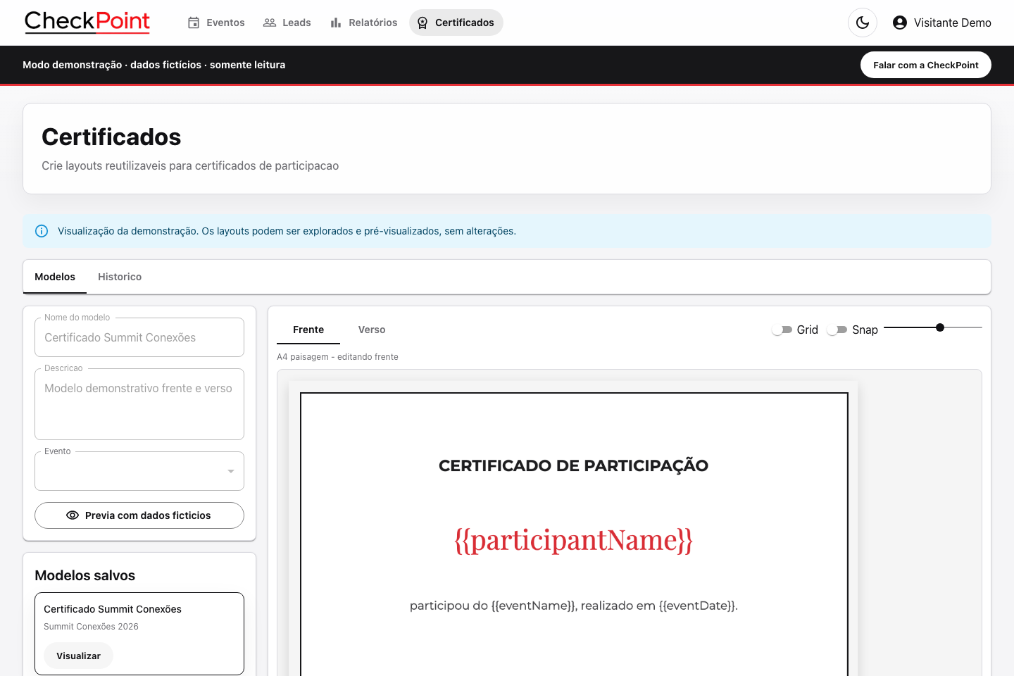 Editor visual de certificados da CheckPoint